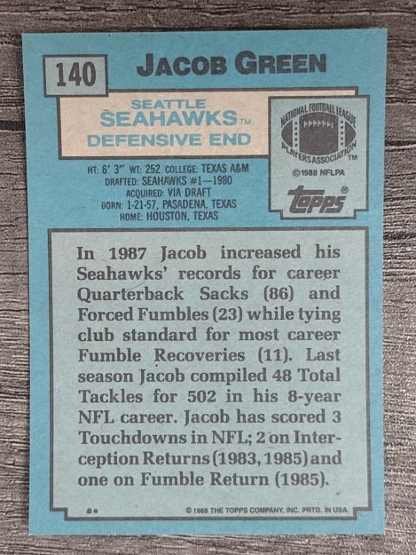 1988 Topps #140 Jacob Green