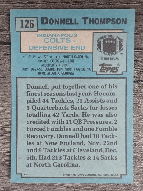 1988 Topps #126 Donnell Thompson