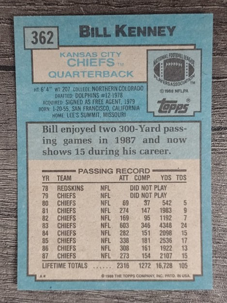 1988 Topps #362 Bill Kenney