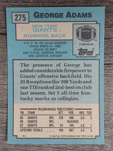 1988 Topps #275 George Adams