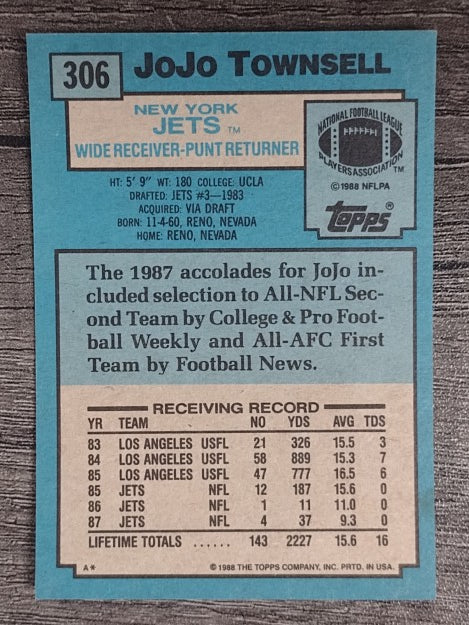 1988 Topps #306 Jo Jo Townsell RC