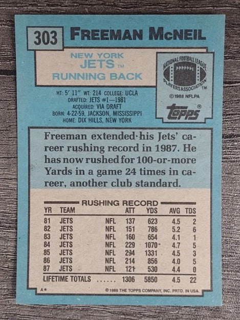 1988 Topps #303 Freeman McNeil