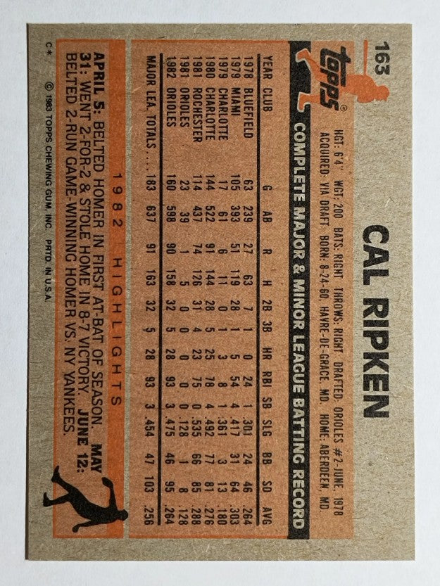 1983 Topps #163 Cal Ripken