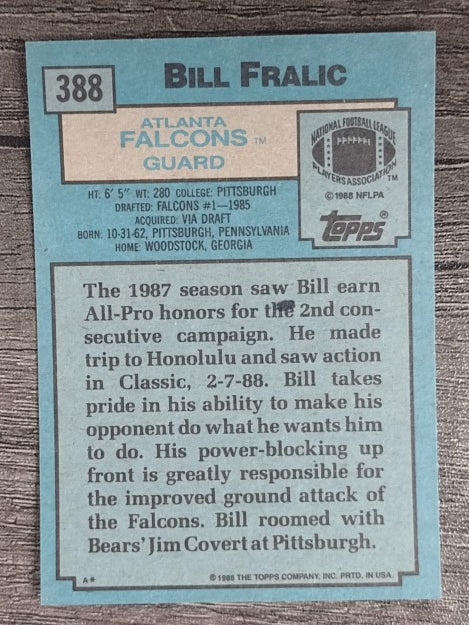 1988 Topps #388 Bill Fralic