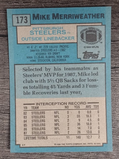 1988 Topps #173 Mike Merriweather