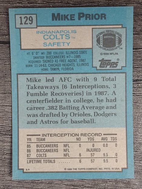 1988 Topps #129 Mike Prior RC