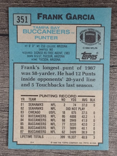 1988 Topps #351 Frank Garcia