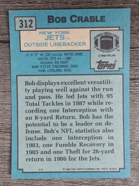 1988 Topps #312 Bob Crable