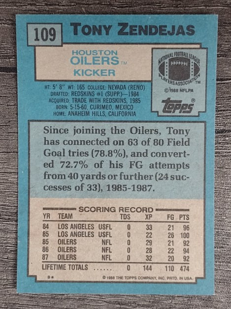 1988 Topps #109 Tony Zendejas RC