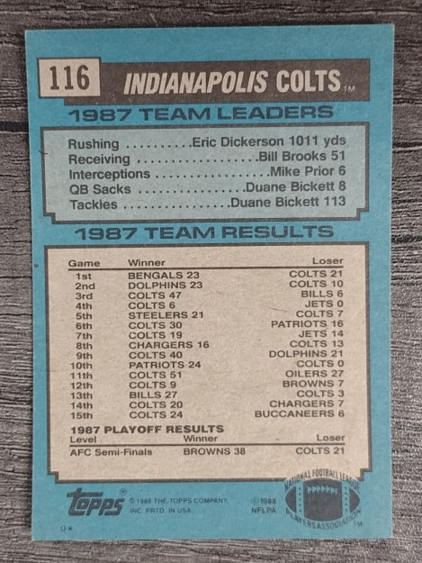 1988 Topps #116 Colts TL/Eric Dickerson