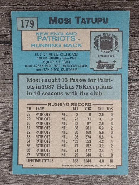 1988 Topps #179 Mosi Tatupu