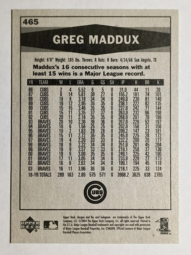 2004 Upper Deck Vintage #465 Greg Maddux