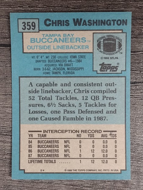 1988 Topps #359 Chris Washington