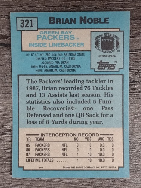 1988 Topps #321 Brian Noble RC