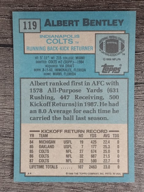 1988 Topps #119 Albert Bentley