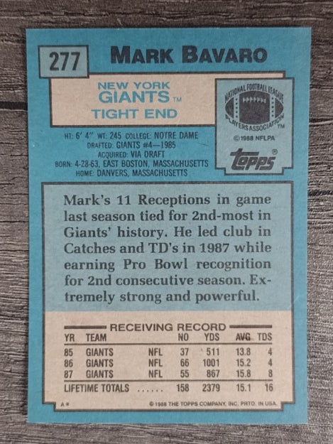 1988 Topps #277 Mark Bavaro