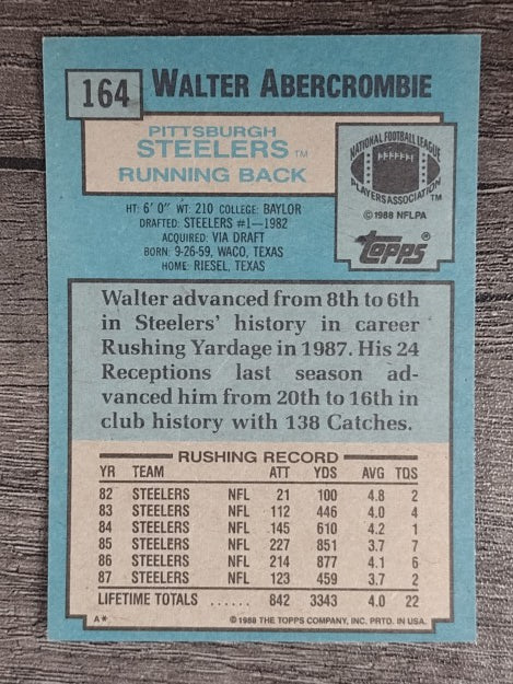 1988 Topps #164 Walter Abercrombie
