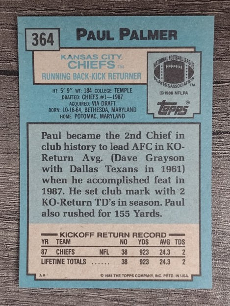1988 Topps #364 Paul Palmer RC