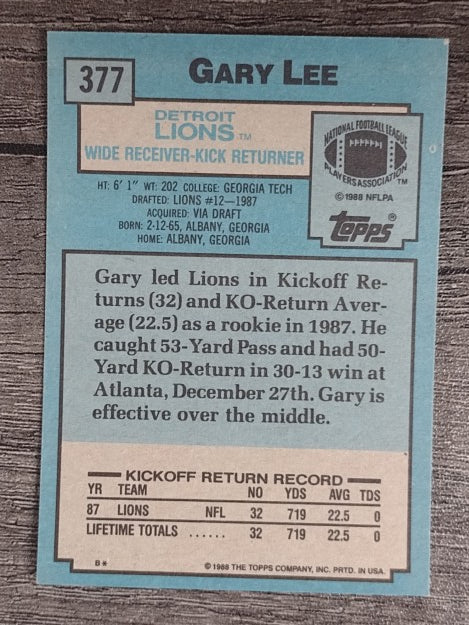 1988 Topps #377 Gary Lee RC