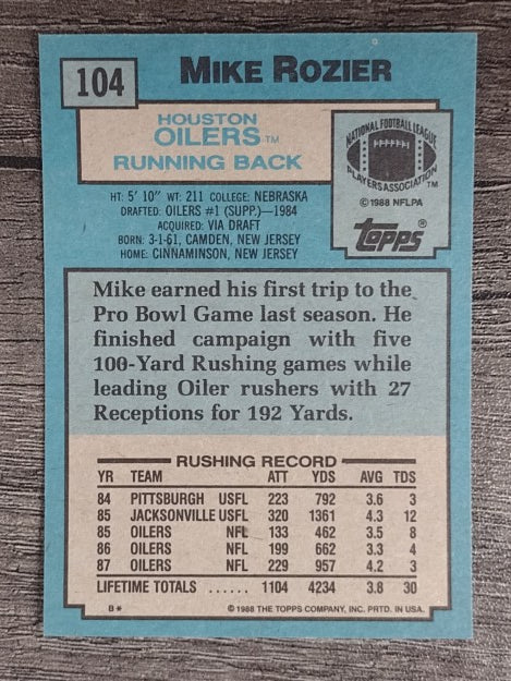1988 Topps #104 Mike Rozier
