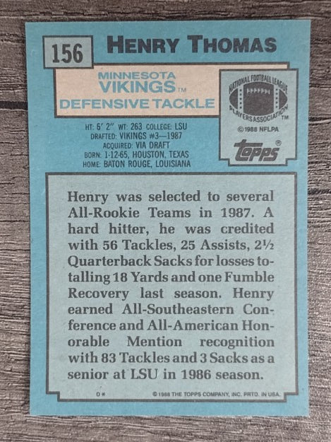 1988 Topps #156 Henry Thomas RC