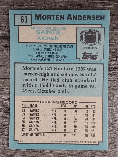 1988 Topps #61 Morten Andersen AP