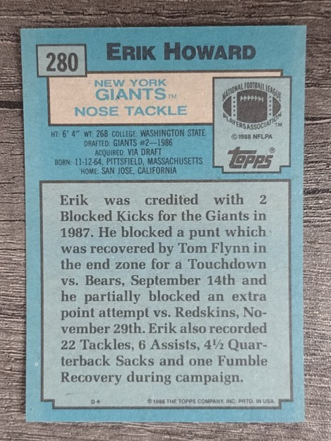 1988 Topps #280 Erik Howard