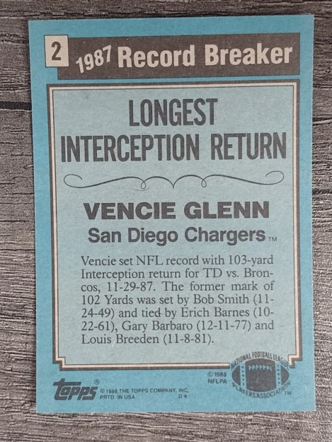 1988 Topps #2 Vencie Glenn RB