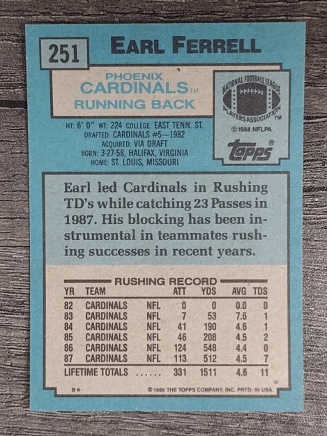 1988 Topps #251 Earl Ferrell
