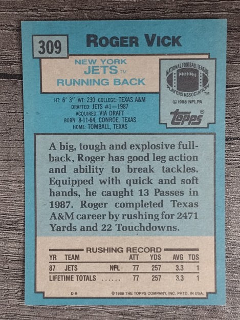 1988 Topps #309 Roger Vick