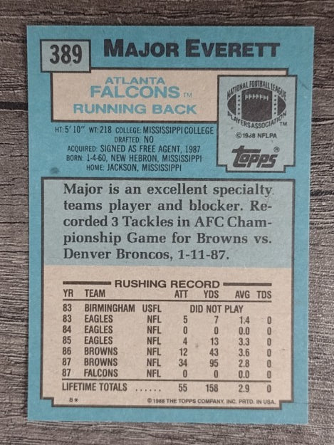 1988 Topps #389 Major Everett