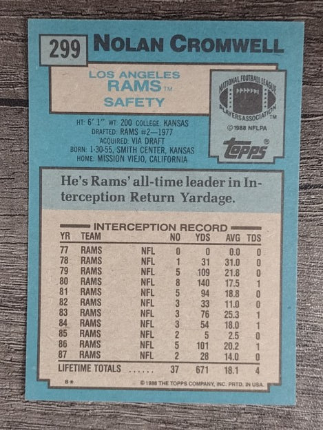 1988 Topps #299 Nolan Cromwell
