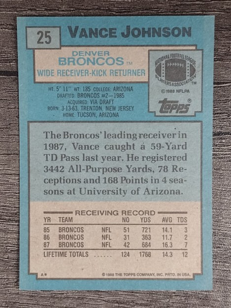 1988 Topps #25 Vance Johnson