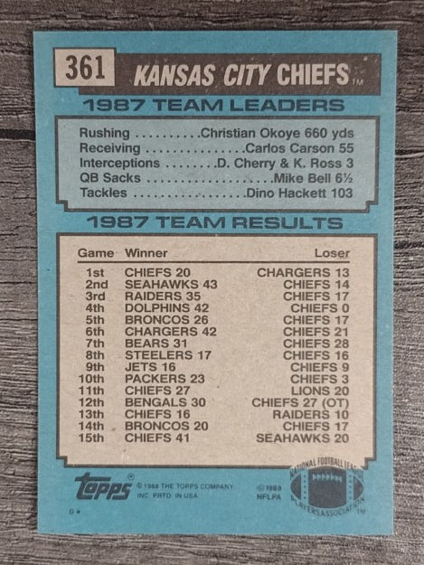 1988 Topps #361 Chiefs TL/Bill Kenney