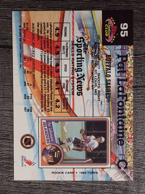 1992-93 Stadium Club #95 Pat LaFontaine