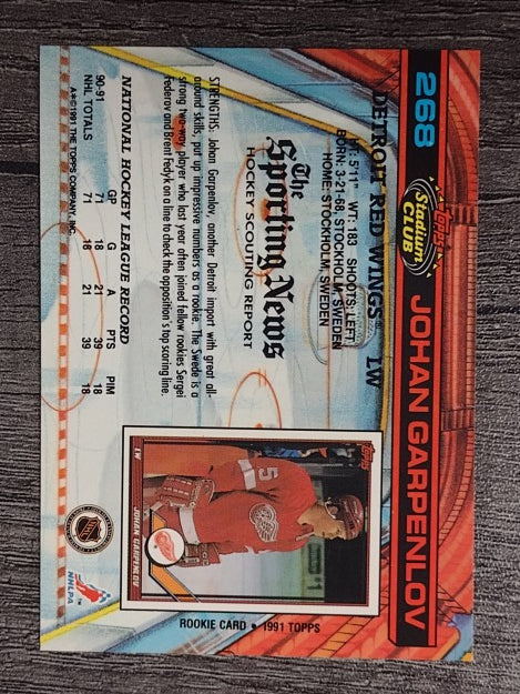 1991-92 Stadium Club #268 Johan Garpenlov