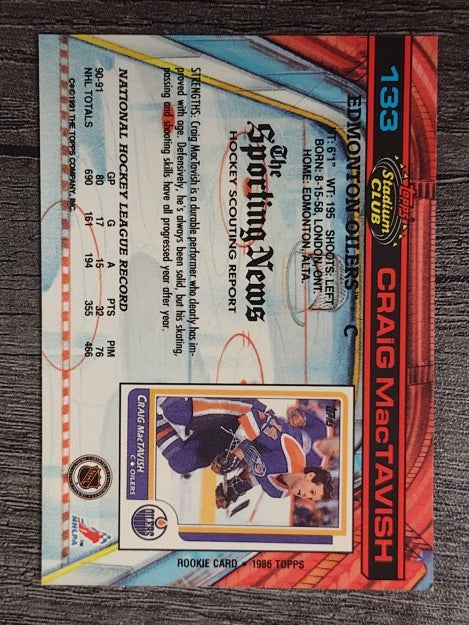1991-92 Stadium Club #133 Craig MacTavish
