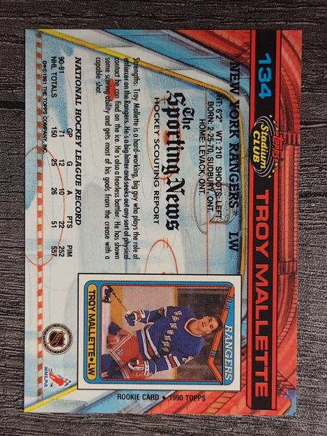 1991-92 Stadium Club #134 Troy Mallette