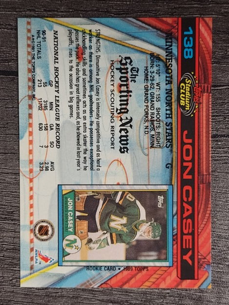 1991-92 Stadium Club #138 Jon Casey