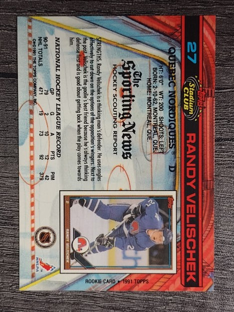 1991-92 Stadium Club #27 Randy Velischek