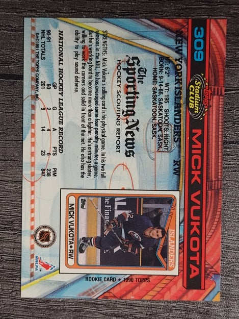 1991-92 Stadium Club #309 Mick Vukota