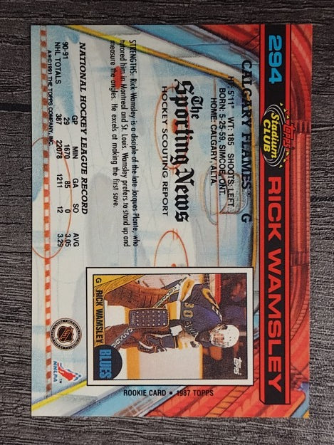 1991-92 Stadium Club #294 Rick Wamsley