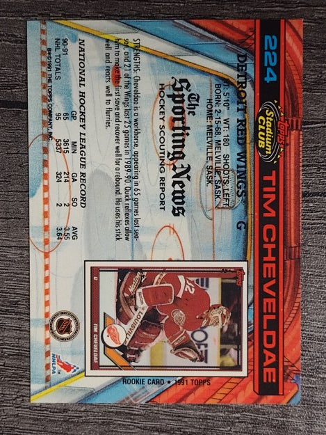 1991-92 Stadium Club #224 Tim Cheveldae
