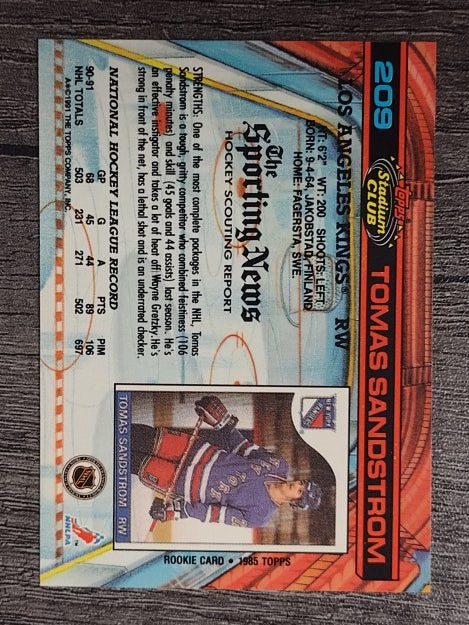 1991-92 Stadium Club #209 Tomas Sandstrom