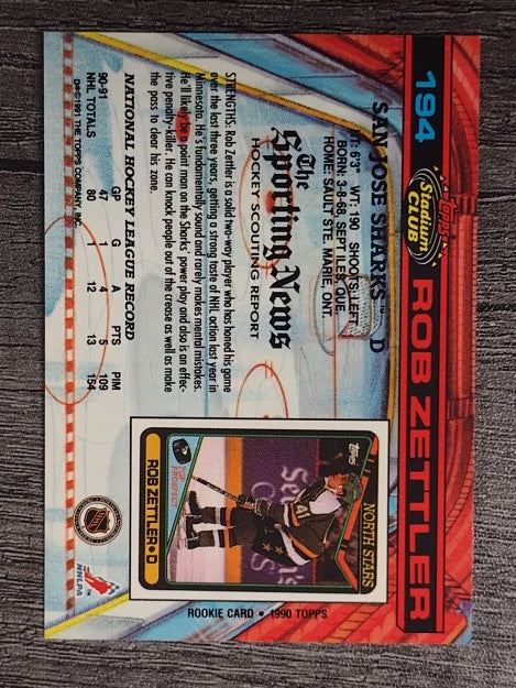1991-92 Stadium Club #194 Rob Zettler