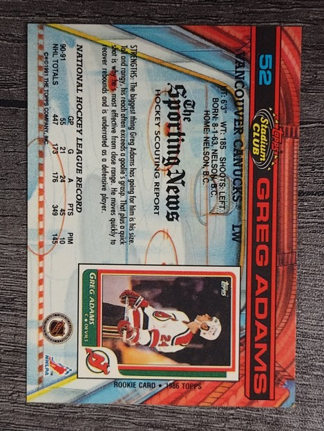 1991-92 Stadium Club #52 Greg Adams