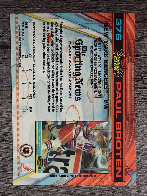 1991-92 Stadium Club #376 Paul Broten