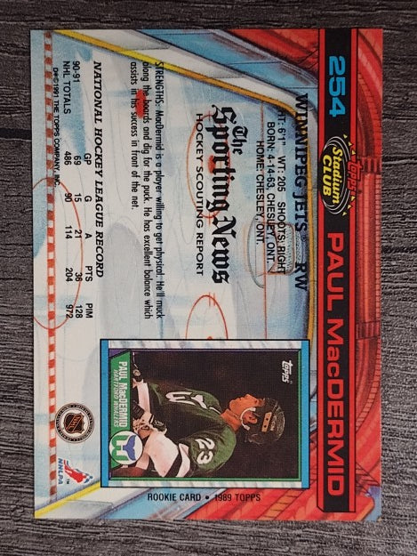1991-92 Stadium Club #254 Paul MacDermid