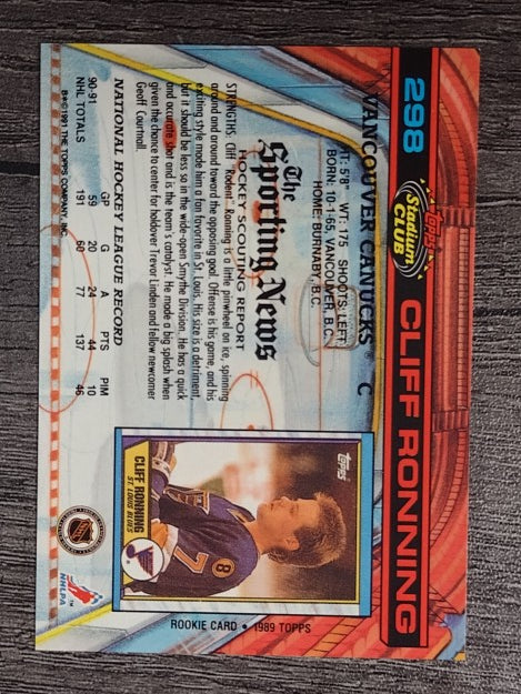 1991-92 Stadium Club #298 Cliff Ronning