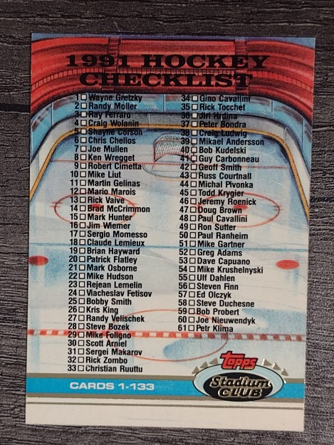 1991-92 Stadium Club #398 Checklist 1-133
